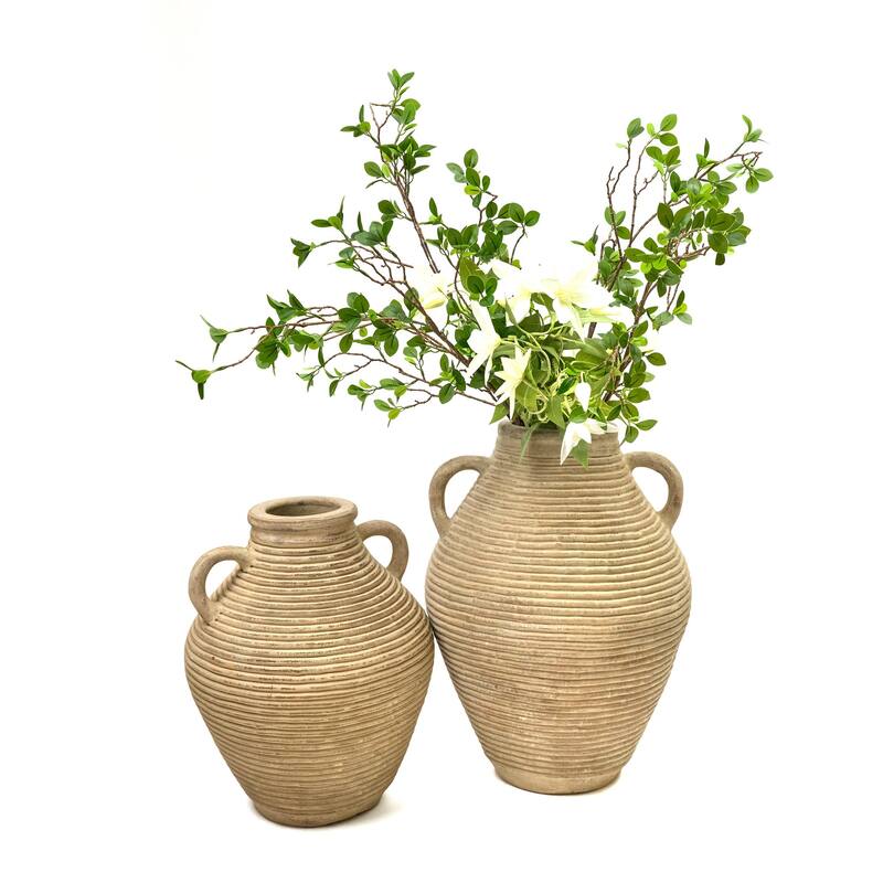 Artissance 17.3" H Brown Pottery Bottle With Two Handles Vintage Finish